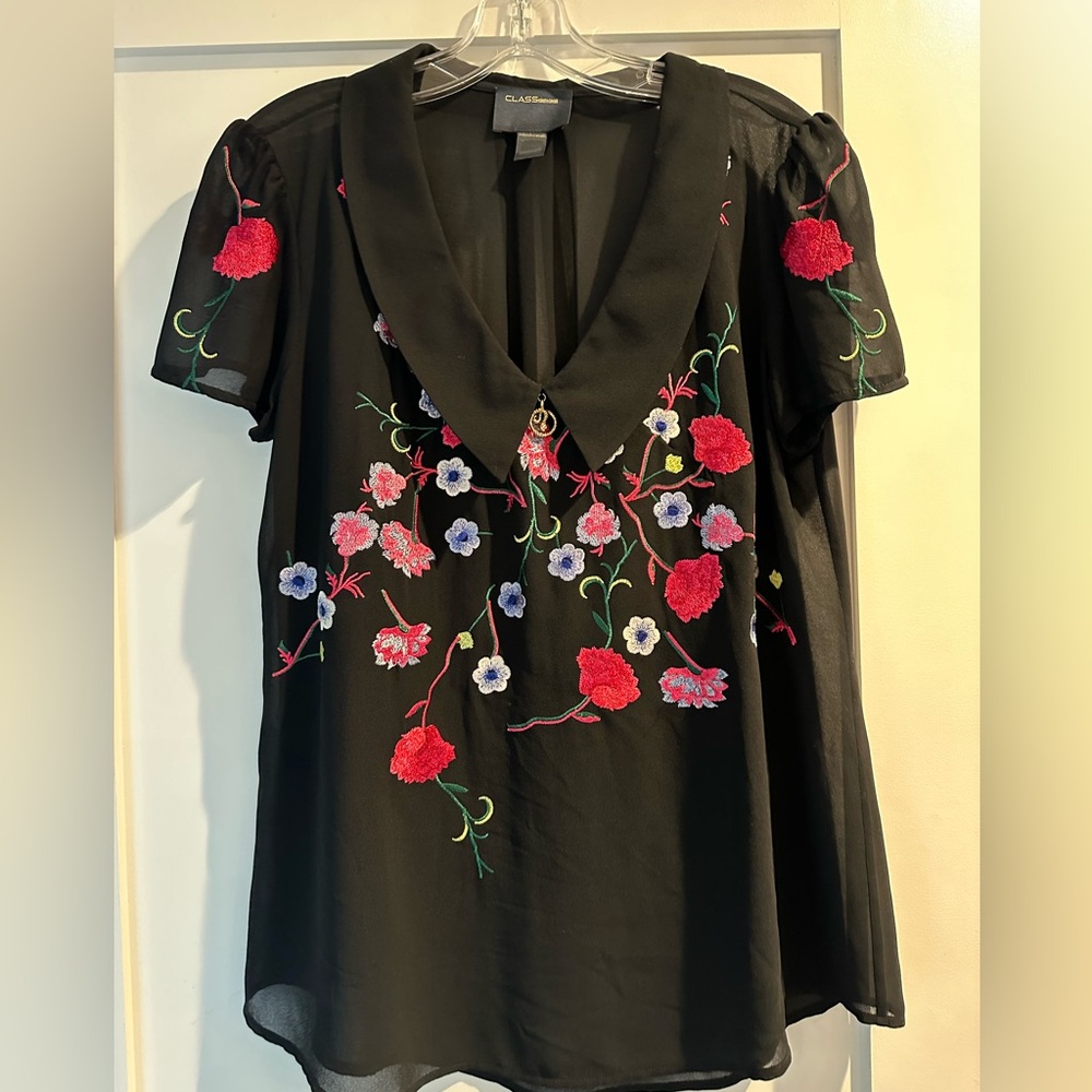 Roberto Cavalli Sheer Embroidered collared top - Picture 7 of 9